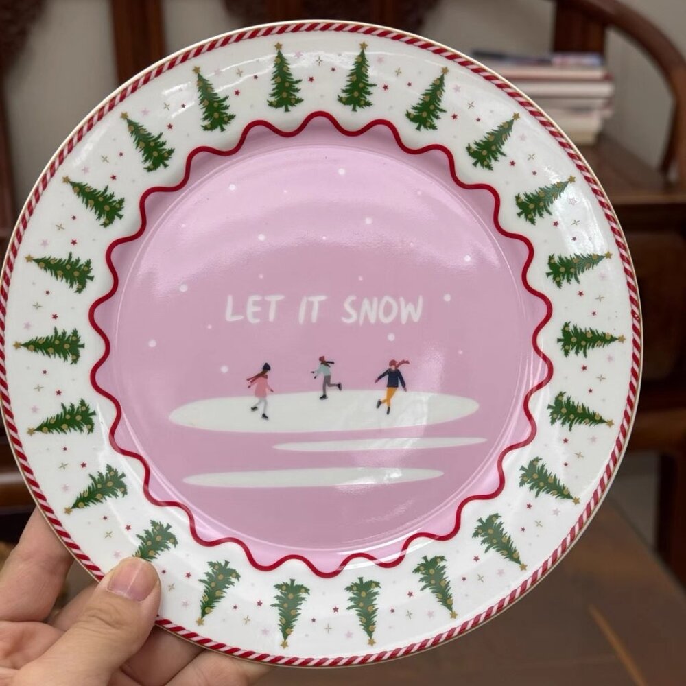Pink Ceramic Plate Dish DInnerware